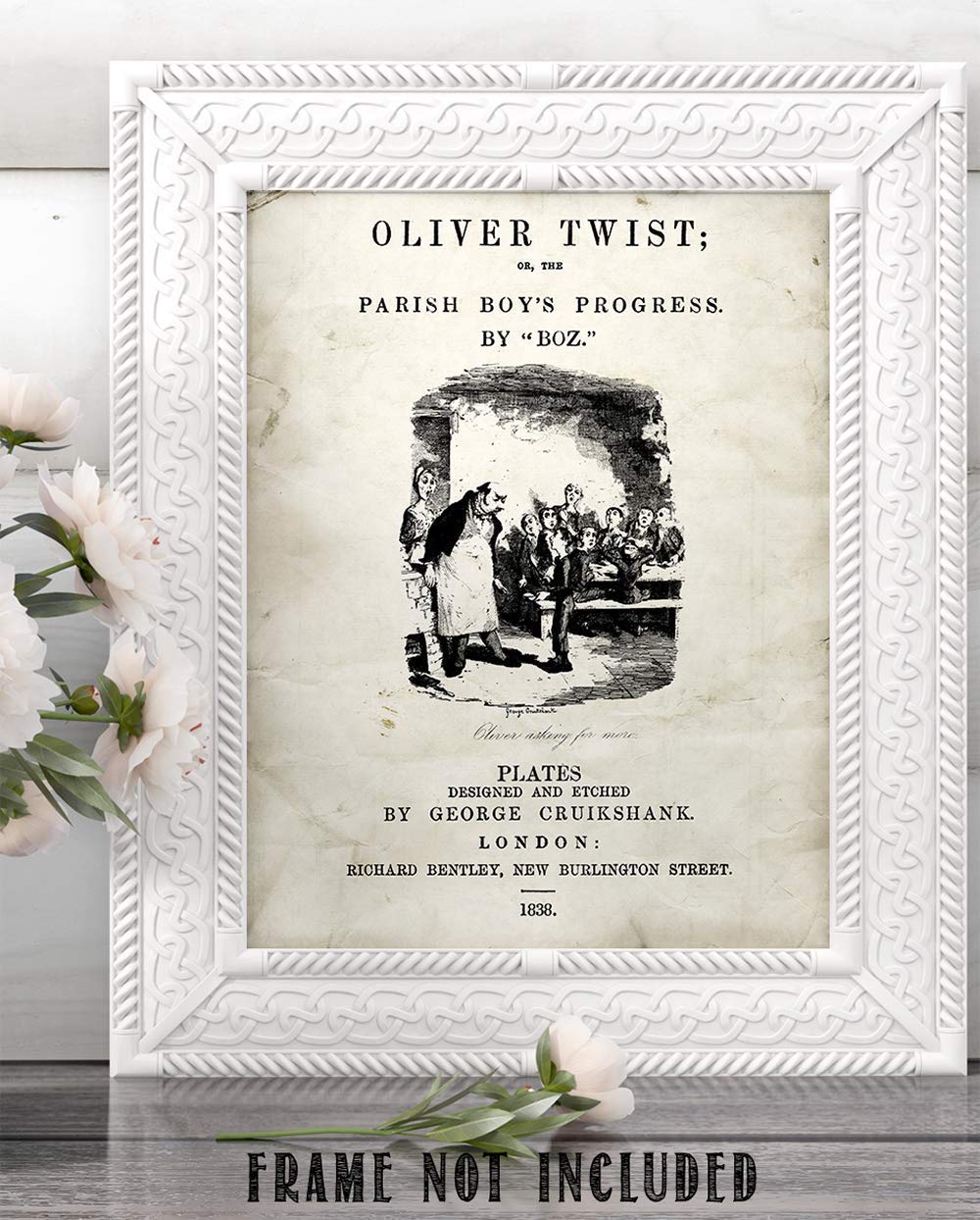 Oliver Twist Title Page - Classroom Library Old Wall Art Book Cover Print, Great Literary Gifts for Bookish and Book Lovers Best Friend, 11x14 Unframed Typography Book Page Print Poster