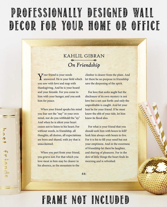Kahlil Gibran - On Friendship - 11x14 Unframed Typography Book Page Print - Great Gift for Best Friends, Wedding and Anniversary Under $15
