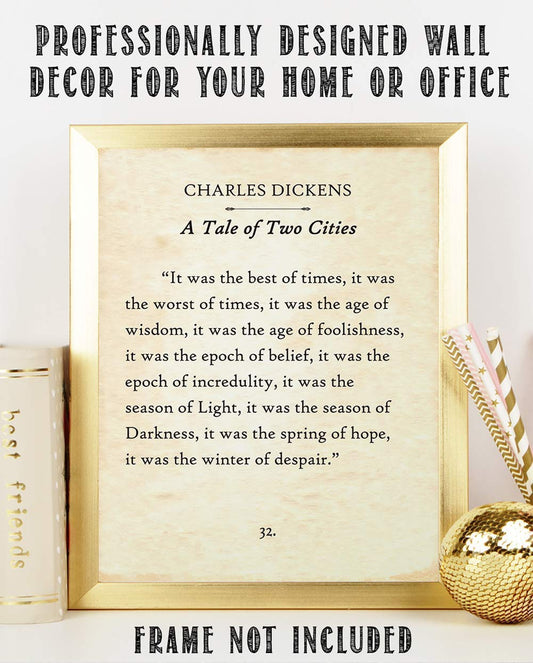 Charles Dickens - A Tale of Two Cities - It Was The Best Of Times - 11x14 Unframed Typography Book Page Print - Great Decor and Gift for Historical Novel Enthusiast Under $15