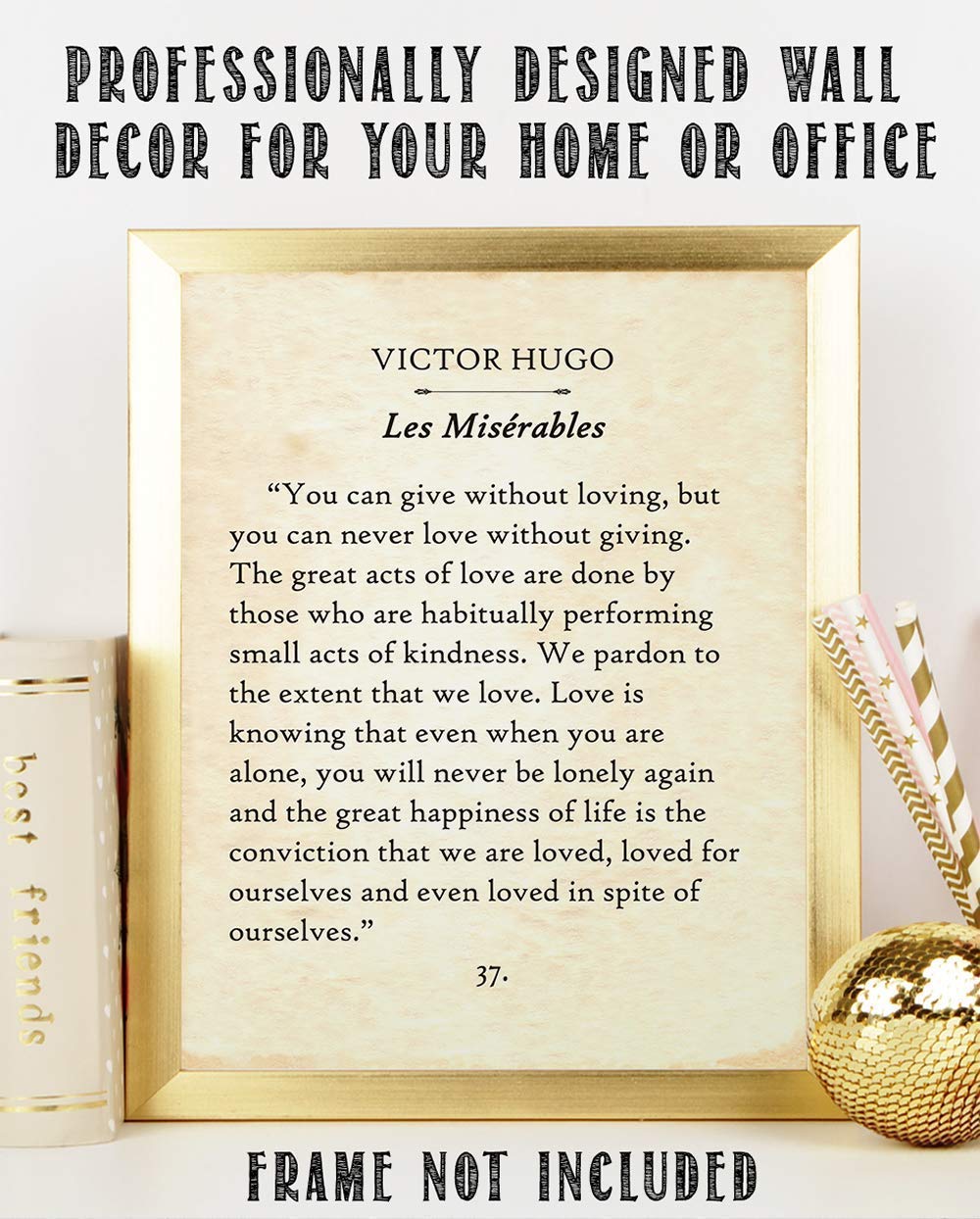 Victor Hugo - You Can Give Without Loving - Classic Love Quote Wall Art, Acts of Love Book Page Print, Great Gift for Literature and Book Lovers, 11x14 Unframed Typography Book Page Print