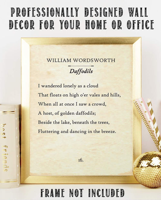 William Wordsworth - I Wandered Lonely-Daffodils - 11x14 Unframed Typography Book Page Print - Great Decor and Gift for Romantic Poetry Fans Under $15