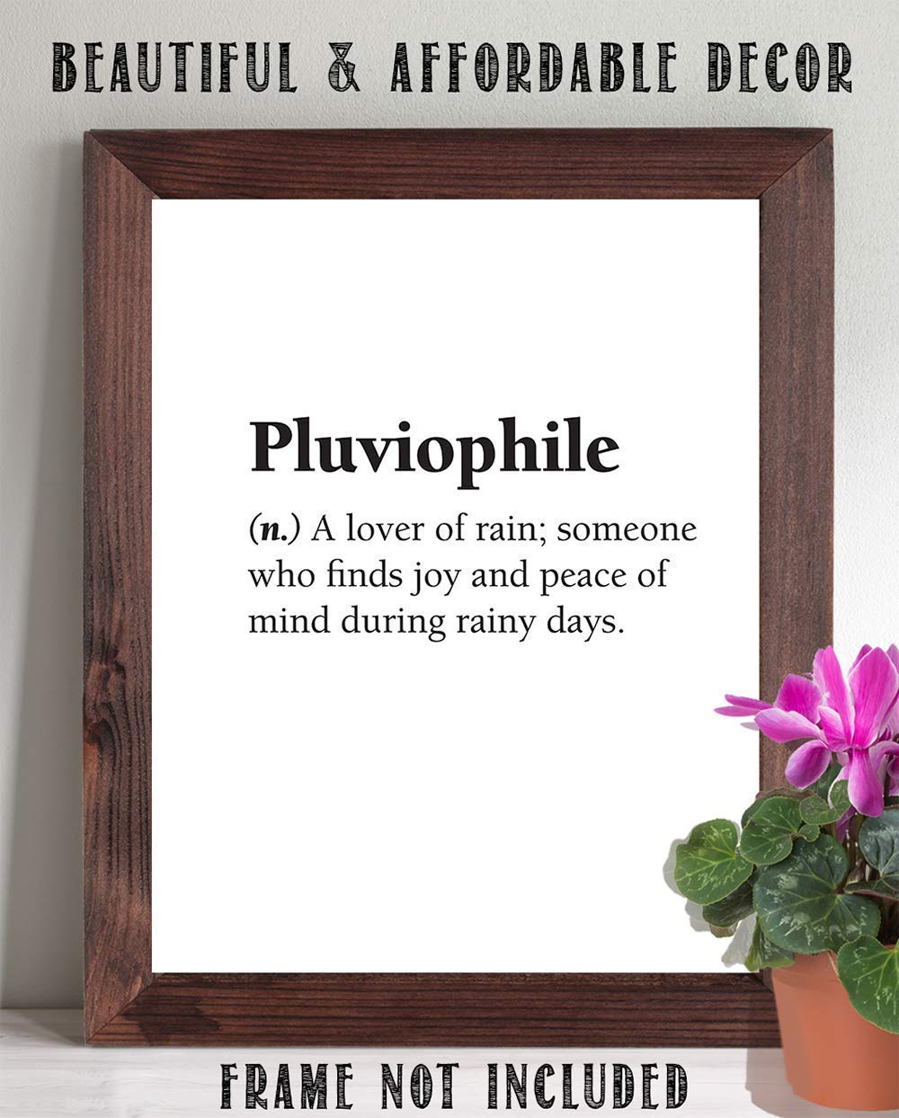 Pluviophile Definition Print - A Lover of Rain - Great Room and Teens Bedroom Display, Inspirational Poster, Rainy Season Accessories and Gift, 11x14 Unframed Typography Art Print Minimalist Poster