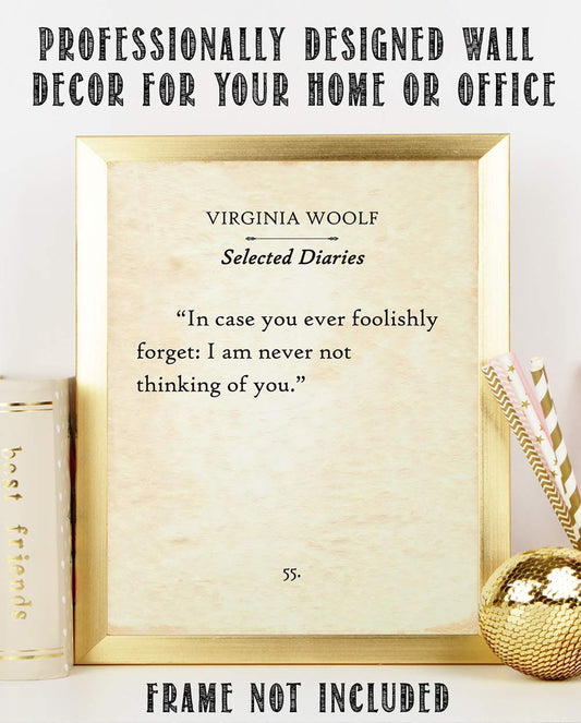 Virginia Woolf - Selected Diaries In Case You Ever - Classic Quote Wall Art, Retro Literary Poster, Book Lover Gift Literature Art and Bookish Gift, 11x14 Unframed Typography Book Page Print