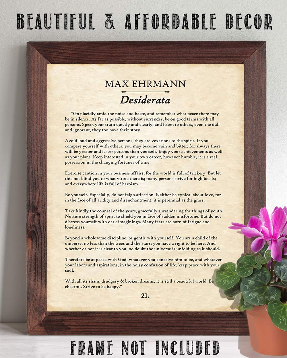 Desiderata (Things Desired) - Max Ehrmann - 11x14 Unframed Typography Desiderata Poem Book Page Print - Great Gift and Decor for Poets, Poetry Fans and Home Under $15