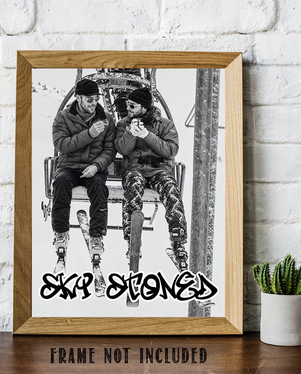 Stoner Ski Art 11x14 Unframed Print - Funny Skiing Poster With Cannabis Lifestyle Art, Ski Stoned Poster, Weed And Skiing Poster, Snowboard Art Print For Alpine Resorts, Ski Lodges & Mountain Resorts