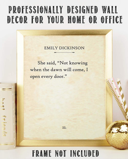 Emily Dickinson - Not Knowing When The Dawn Will Come - Classic Book Page Print Wall Art, Room Home and Office Decor, Inspirational Poem Gift Idea, 11x14 Unframed Typography Print Poster