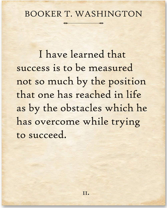 Booker T. Washington - I Have Learned... - 11x14 Unframed Typography Book Page Print - Makes a Great Gift Under $15 for Book Lovers