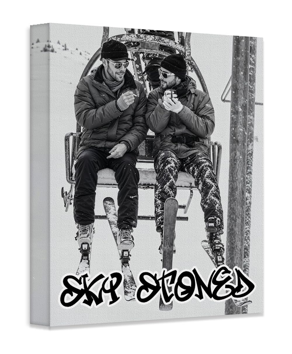 Stoner Ski Art 11x14 Unframed Print - Funny Skiing Poster With Cannabis Lifestyle Art, Ski Stoned Poster, Weed And Skiing Poster, Snowboard Art Print For Alpine Resorts, Ski Lodges & Mountain Resorts