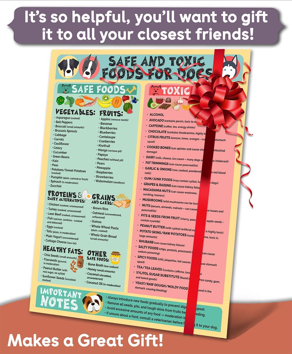 Magnetic 8.5x11 Safe and Toxic Foods for Dogs Magnet – Pet Safety Chart and Canine Nutrition Guide, Waterproof & Humidity- (Pack of 1)