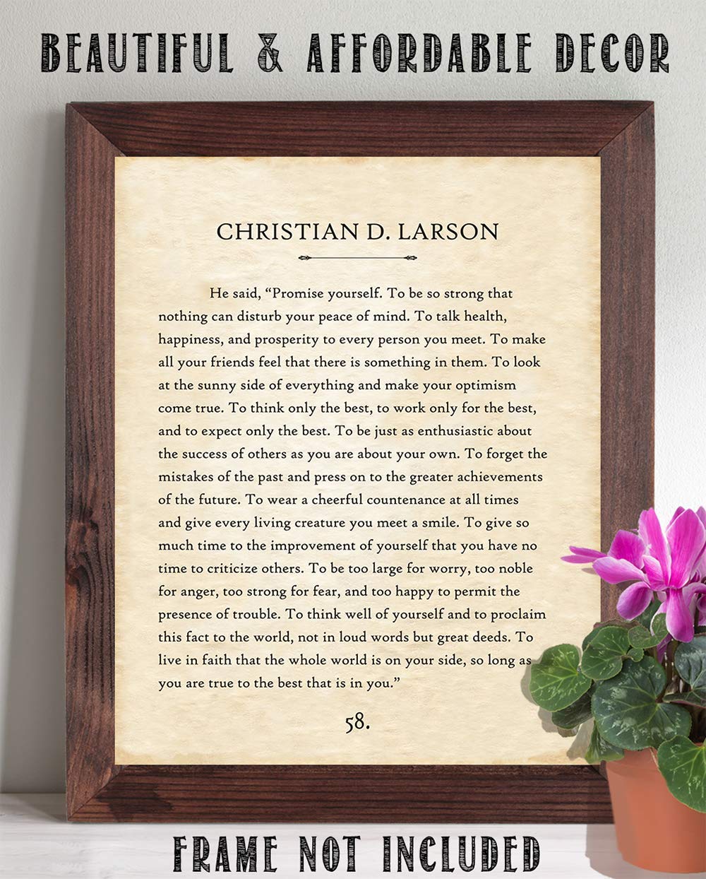 Christian D Larson - Promise Yourself - 11x14 Unframed Typography Book Page Print - Great Inspirational and Motivational Gift and Decor for Home and Office Under $15