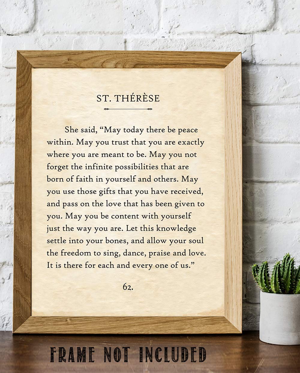 St Therese - May Today There Be Peace - 11x14 Unframed Typography Book Page Print - Great Inspirational and Motivational Gift and Decor for Home and Office Under $15