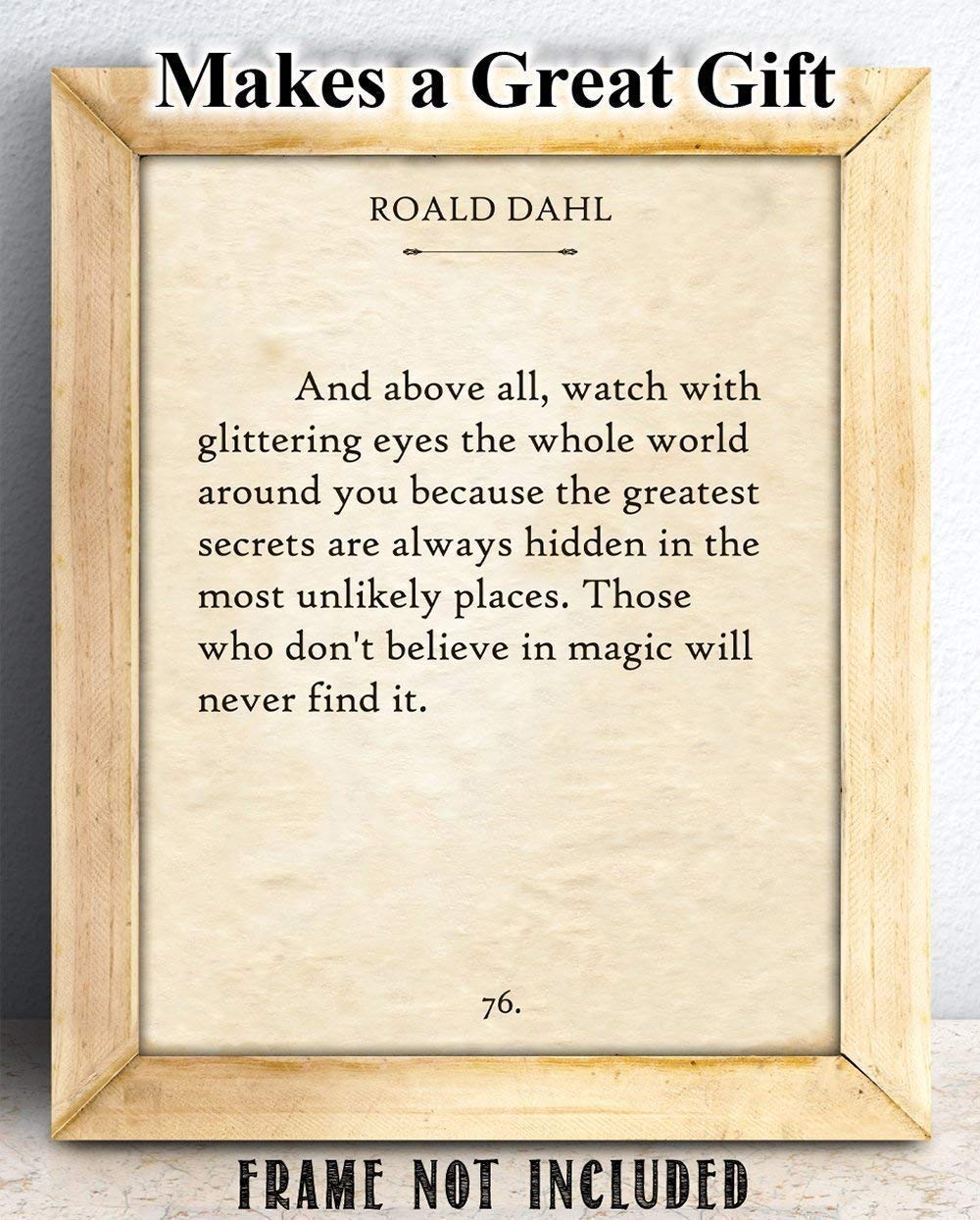 Roald Dahl - And Above All - Inspirational Book Quotes Poster, Literary Wall Decor, Great Gift for Literature and Book Lovers, 11x14 Unframed Typography Book Page Print Poster