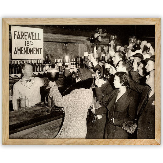 End of Prohibition Celebration - 11x14 Framed Poster - Vintage 1920s Retro Photos, Black & White Photography, Speakeasy Bar Decor, Historical Prints, Prohibition Era Artwork & Home Bar Decor