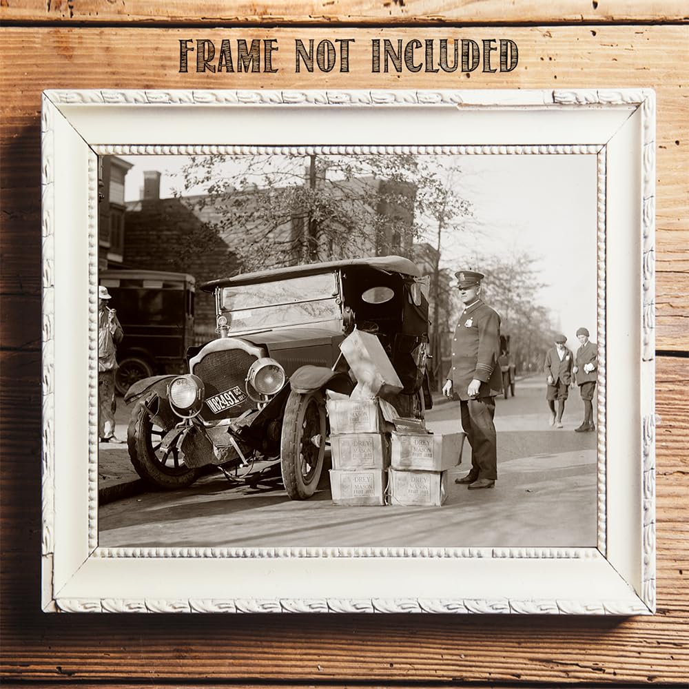 Bootlegger Crash: 11x14 Unframed Poster-Vintage 1920s Retro Photos for Speakeasy & Bootleggers- Prohibition Era Bar Black & White Photography, Antique Historical Prints, Modern Lounge & Home Bar Décor