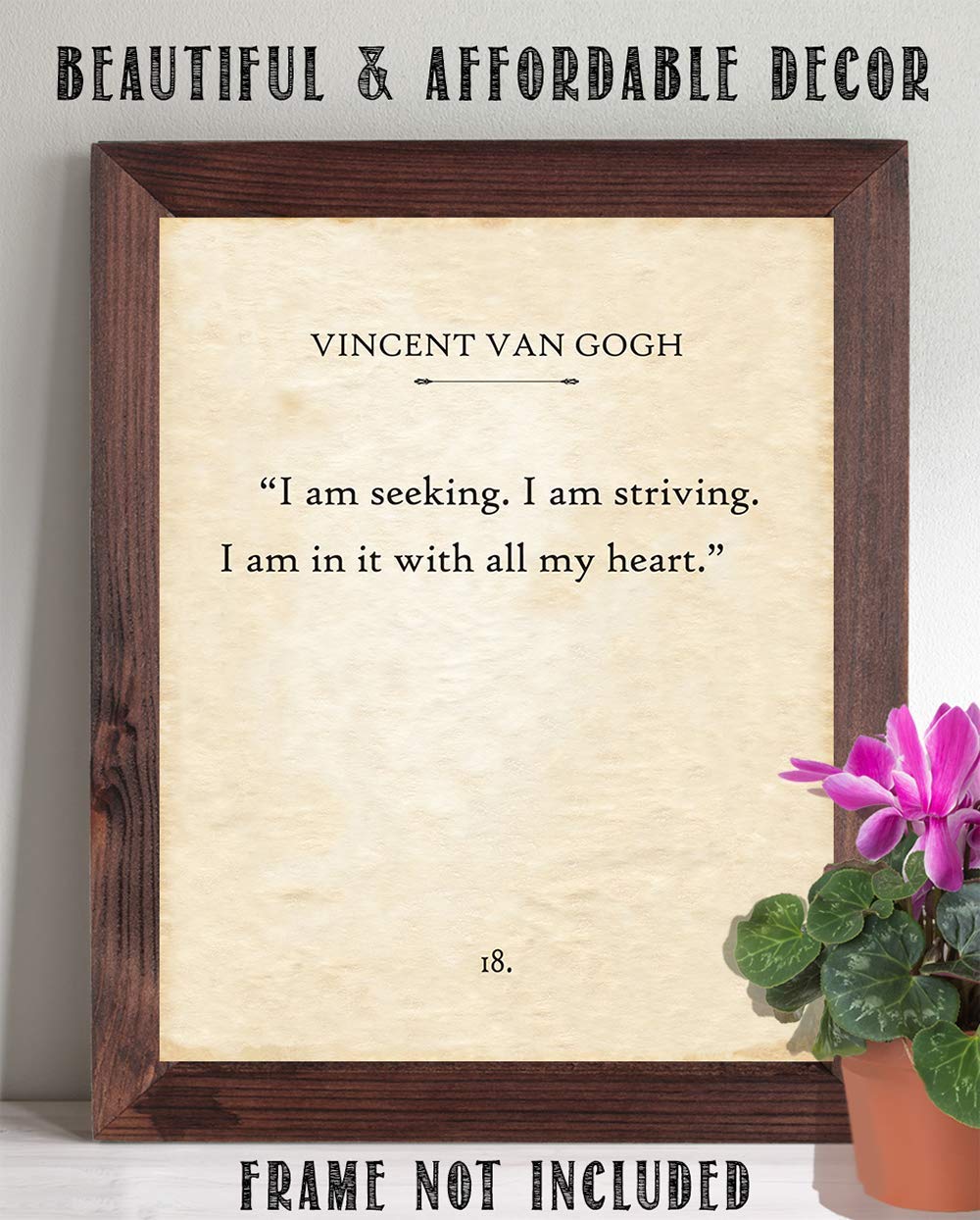Vincent Van Gogh Book Quotes - I am Seeking, I am Striving - Classic Book Page Wall Decor and Literature Posters, Encouragement Print and Inspirational Gift Idea, 11x14 Unframed Typography Print
