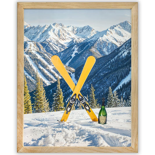 End of The Run: 11x14 Framed Poster - Skiing Decor for Winter Park Resort - Alpine Landscape, Snow-Covered Mountains, Winter Theme, Outdoors, Sports, Skier Man Cave Decor, Travel, Hiking, Trekking