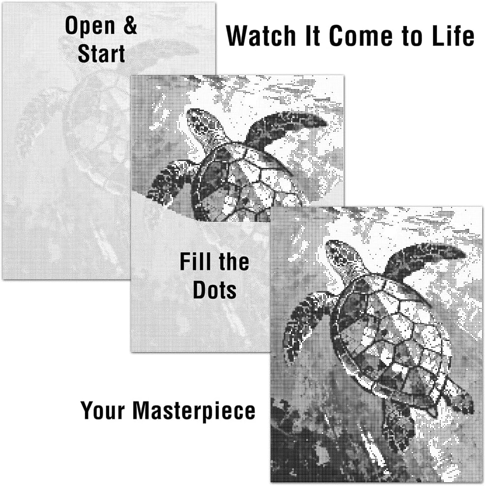 On The Dot Art Dot Painting Kit for Adults|Ocean Motion Sea Turtle 13x17 Canvas w/Dual Tip Marker|Relaxing Alternative to Diamond Painting|No Tiny Pieces No Mess Wildlife Coastal Decor Frameable Gift