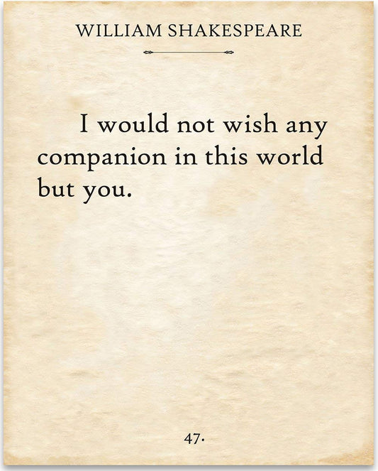 Shakespeare - I Would Not Wish - 11x14 Unframed Typography Book Page Print - Great Gift Under $15 for Book Lovers
