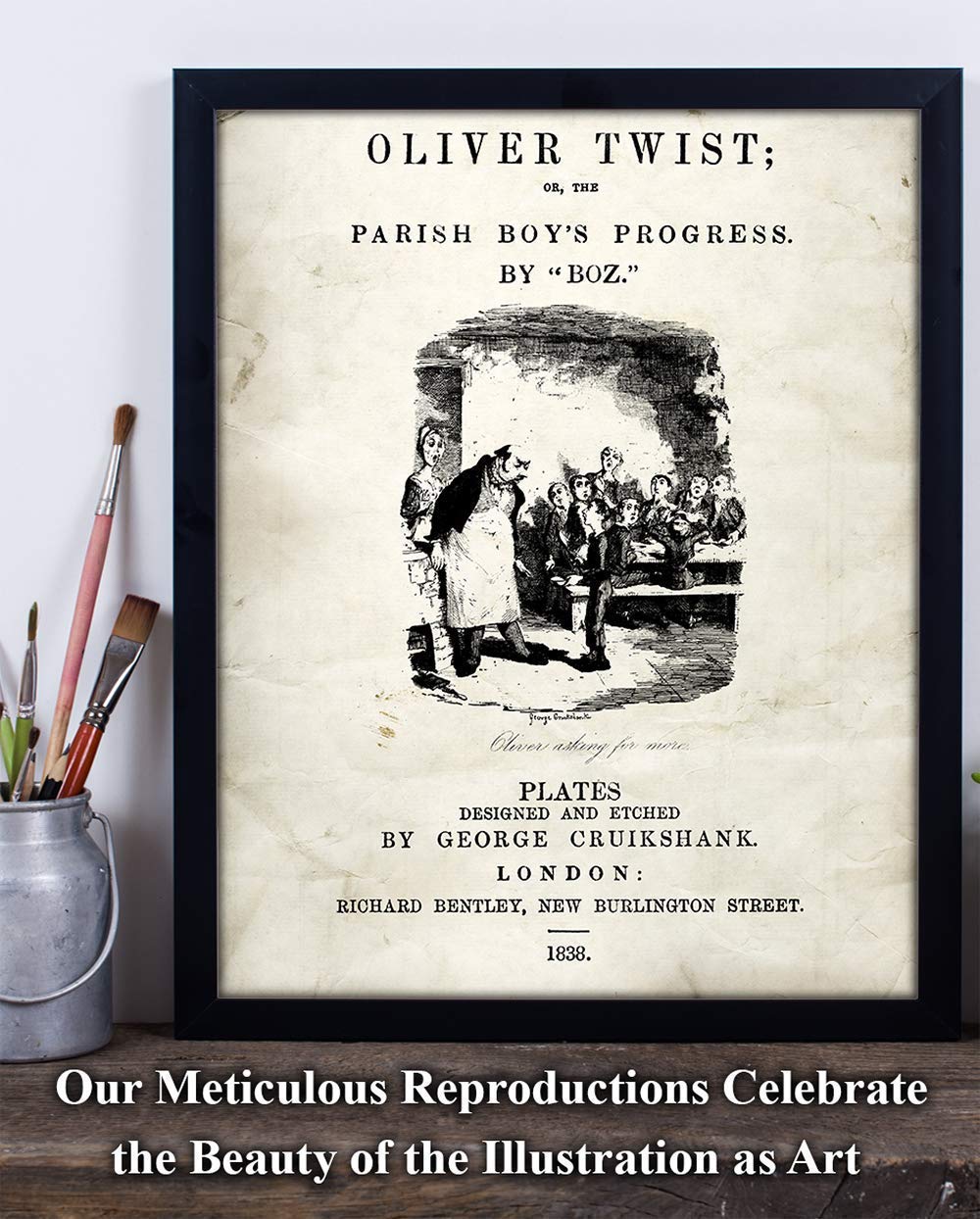 Oliver Twist Title Page - Classroom Library Old Wall Art Book Cover Print, Great Literary Gifts for Bookish and Book Lovers Best Friend, 11x14 Unframed Typography Book Page Print Poster
