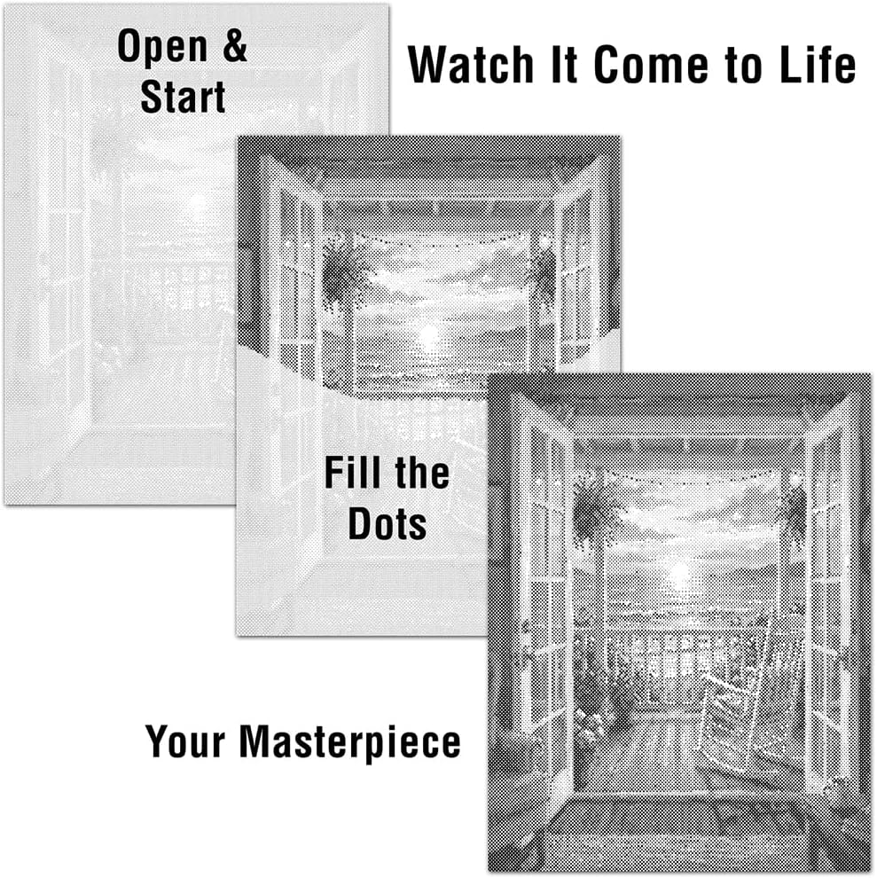 On The Dot Art — Dot Painting Kit for Adults | Seabreeze Window Ocean View 13x17 Canvas with Dual Tip Marker | Easier Alternative to Diamond Painting No Tiny Pieces No Mess Gift Idea