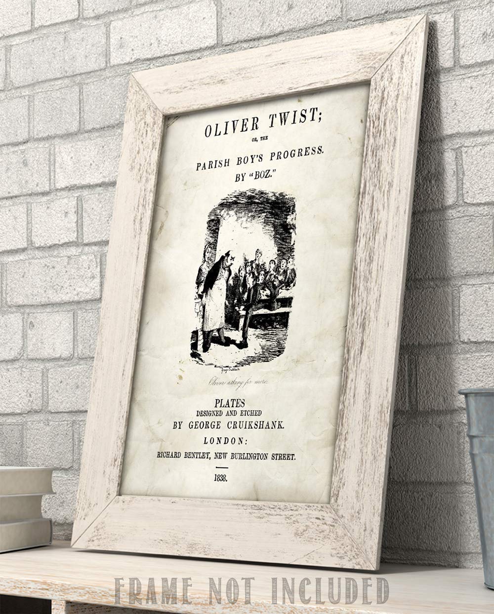 Oliver Twist Title Page - Classroom Library Old Wall Art Book Cover Print, Great Literary Gifts for Bookish and Book Lovers Best Friend, 11x14 Unframed Typography Book Page Print Poster
