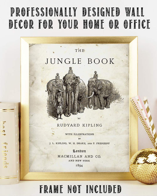 The Jungle Book Title Page - Classic Book Page Jungle Decor, Literary Art Poster, Rudyard Kipling Poster, Nursery and Kids Room Print, Vintage Gift for Book Lovers, 11x14 Unframed Typography Poster