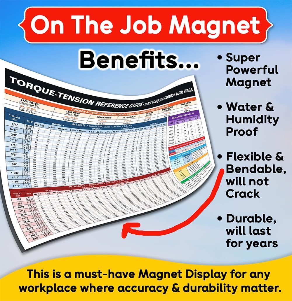 Lone Star Art Torque-Tension Reference Guide Magnet 8.5x11 Bolt Torque Chart Auto Specs for Tool Box Garage Workshop Mechanic Shop Cabinet Fastener Lookup Automotive Repair Accessory (Pack of 1)