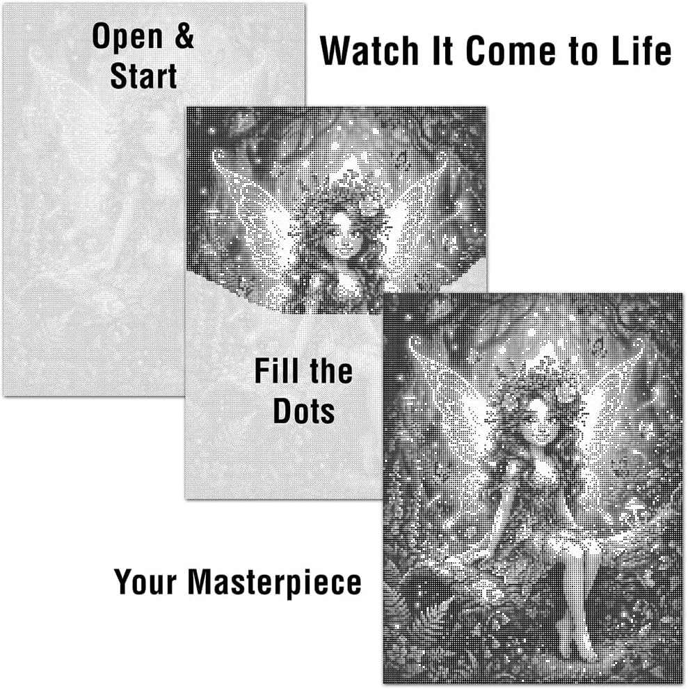 On The Dot Art — Dot Painting Kit for Adults | Enchanted Meadow Fairy 13x17 Canvas with Dual Tip Marker | Relaxing Art Activity Alternative to Diamond Painting | No Tiny Pieces No Mess Frameable Gift