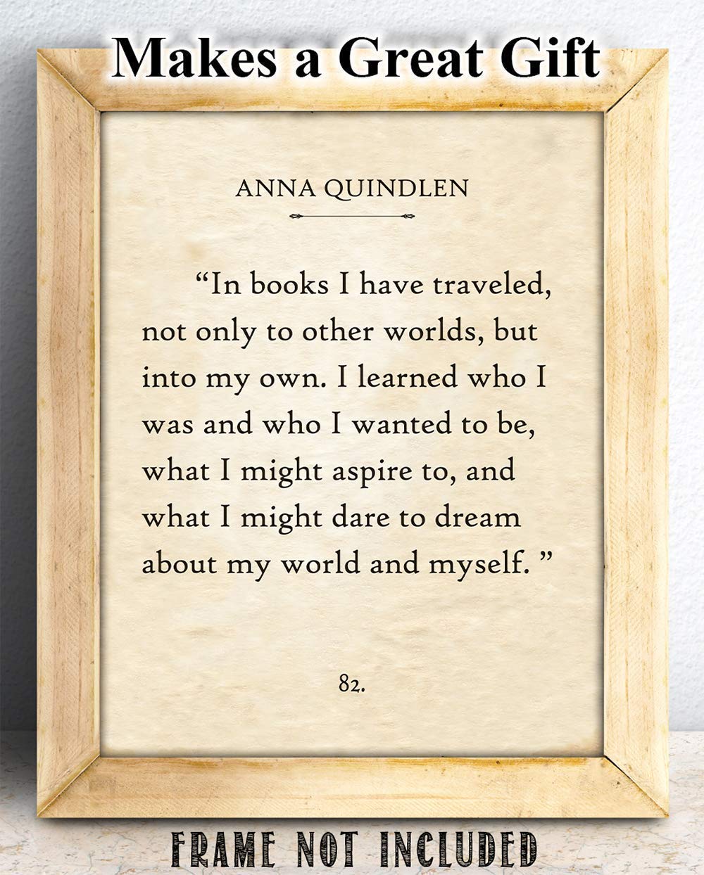 Anna Quindlen - In Books I Have Traveled - Great Home School and Library Decor, Classic Literary Book Page Poster, Literature Inspirational Book Lovers Gifts, 11x14 Unframed Typography Print Poster