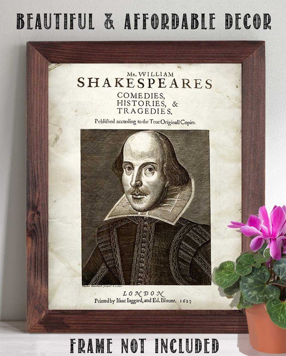 Shakespeare's Comedies, Histories and Tragedies - Classic Theatre Decorations, English Classroom Accessories, Great Gift for Literary and Shakespeare Lovers, 11x14 Unframed Typography Book Page Print