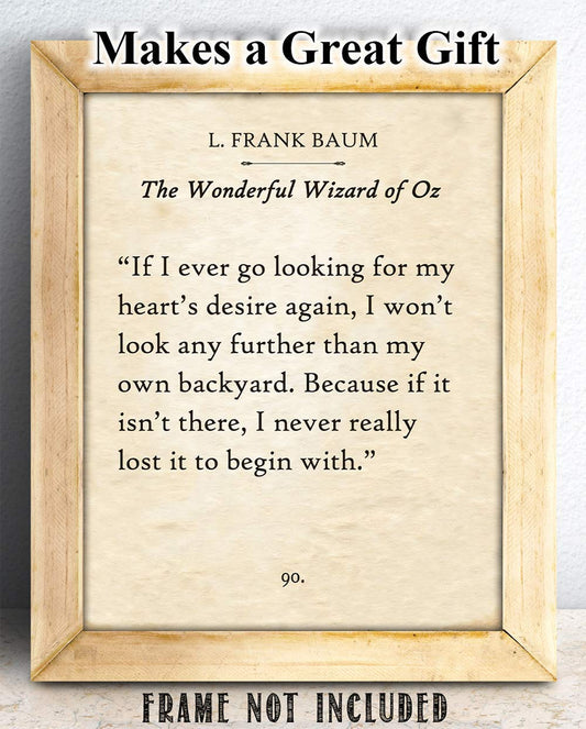 L. Frank Baum - If I Ever Go Looking - Wizard of Oz Quote 11x14 Unframed Print, Vintage Book Page Poster, Literary Quote Print, Classic Literature Décor, Gift for Book Lovers, Retro Wall Art