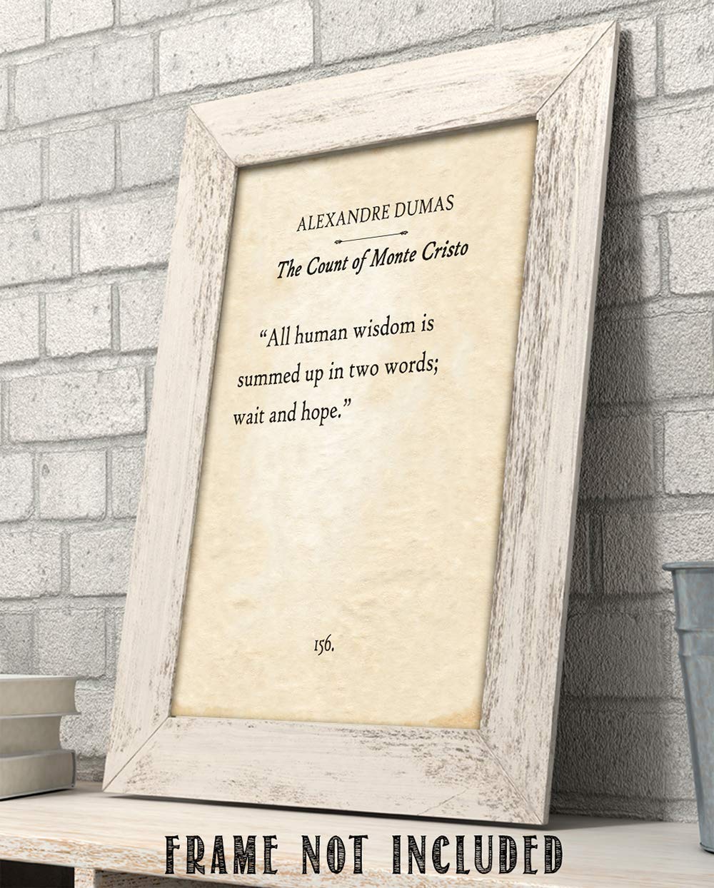 Alexandre Dumas - The Count of Monte Cristo All Human Wisdom - Classic Book Page Literature, Inspirational Art Print, Antique Book Quote Wall Art Home Decor, 11x14 Unframed Typography Print Poster