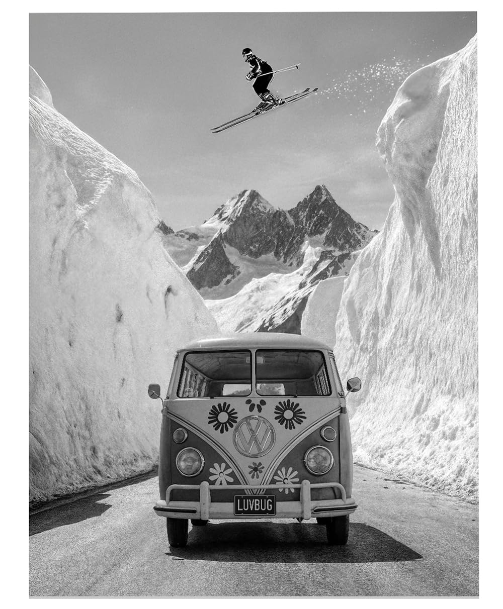 Peace Love and Powder 11x14 Framed Ski Poster – Vintage Ski Jump