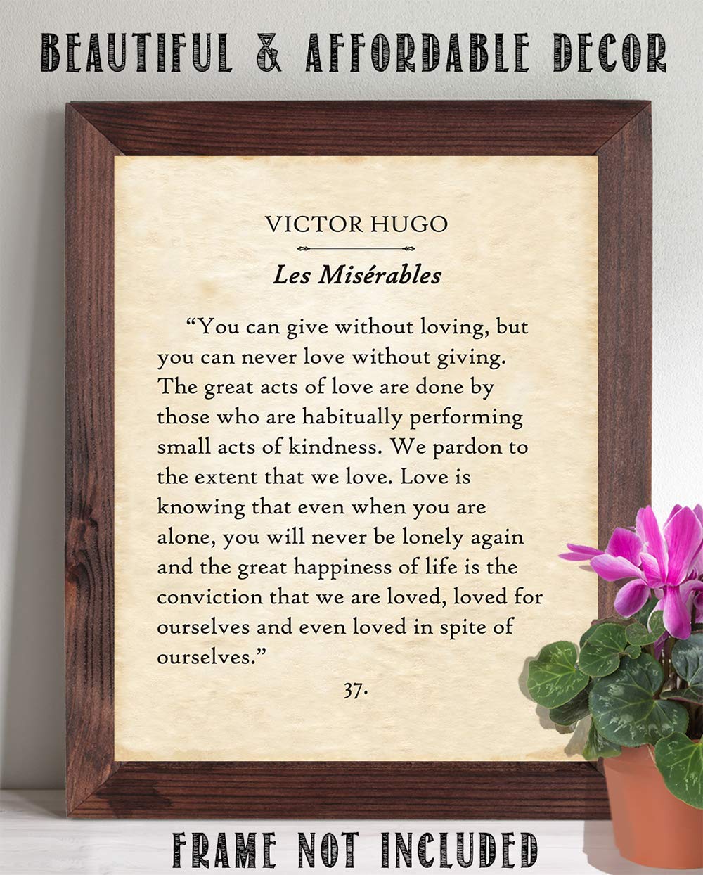 Victor Hugo - You Can Give Without Loving - Classic Love Quote Wall Art, Acts of Love Book Page Print, Great Gift for Literature and Book Lovers, 11x14 Unframed Typography Book Page Print