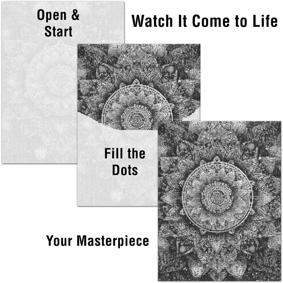 On The Dot Art — Dot Painting Kit for Adults | Serenity Mandala 13x17 Canvas with Dual-Tip Marker |Relaxing Art Activity, Easier Alternative to Diamond Painting | No Tiny Pieces, No Mess | Great Gift