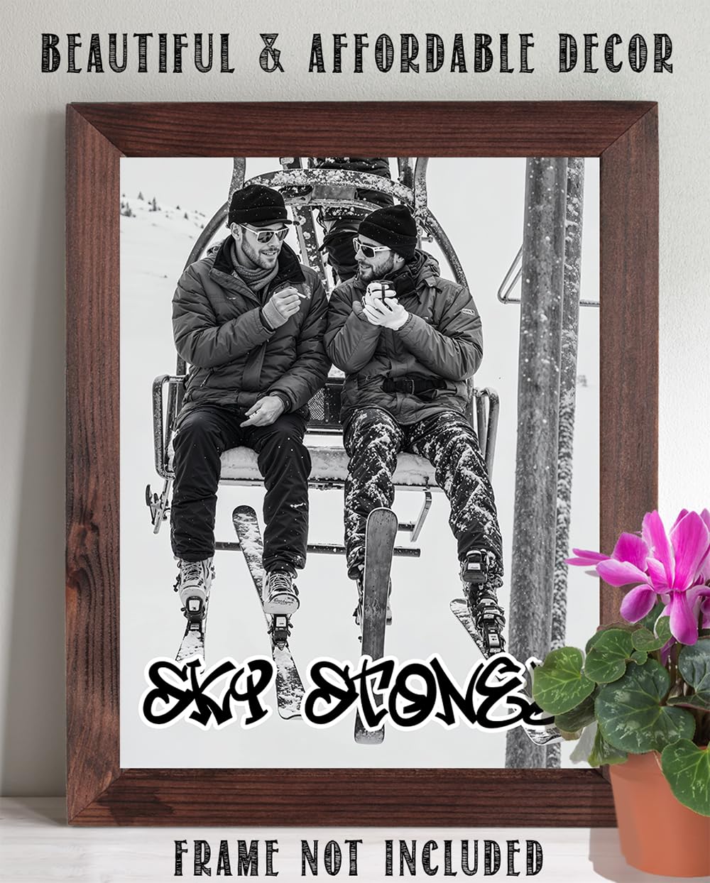 Stoner Ski Art 11x14 Unframed Print - Funny Skiing Poster With Cannabis Lifestyle Art, Ski Stoned Poster, Weed And Skiing Poster, Snowboard Art Print For Alpine Resorts, Ski Lodges & Mountain Resorts