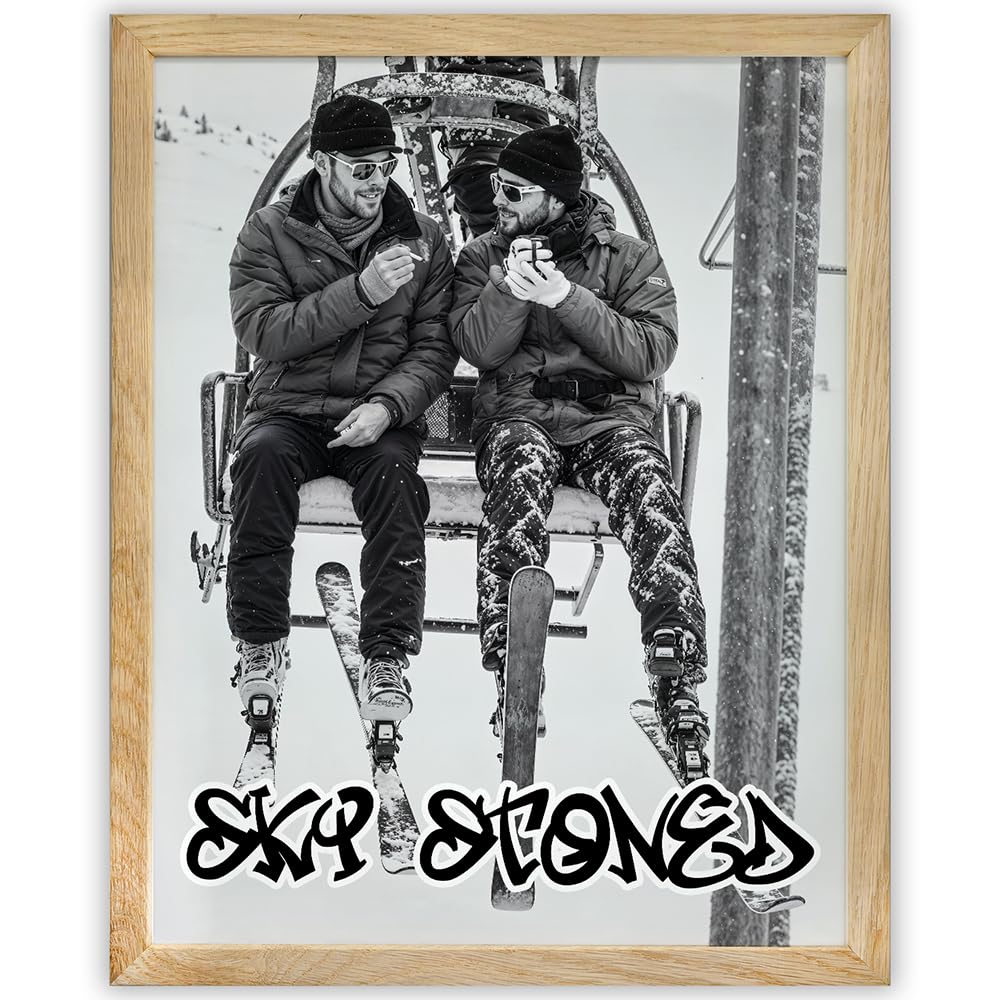 Stoner Ski Art 11x14 Unframed Print - Funny Skiing Poster With Cannabis Lifestyle Art, Ski Stoned Poster, Weed And Skiing Poster, Snowboard Art Print For Alpine Resorts, Ski Lodges & Mountain Resorts