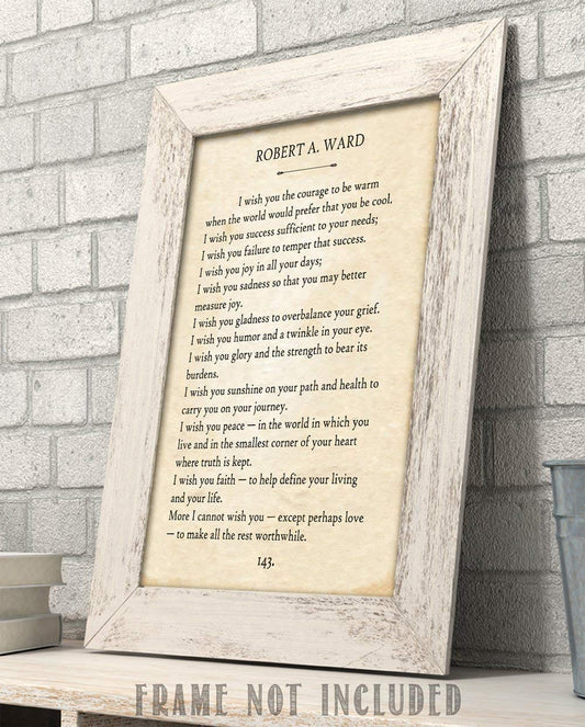 Robert Ward - I Wish You The Courage - Vintage Book Page Art Decor, School and Library Accessories, Inspirational Quote and Great for Classic Literature Book Lovers, 11x14 Unframed Print Poster