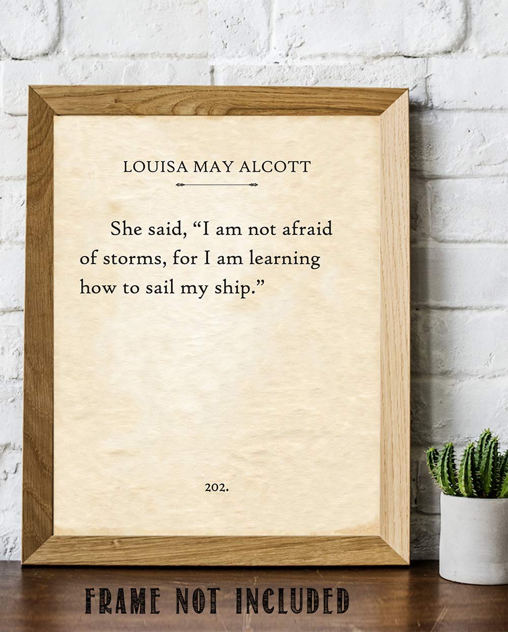Louisa May Alcott -Little Women - I Am Not Afraid of Storms- 11x14 Unframed Typography Book Page Print - Great Inspirational Gift and Decor for Book Lovers Under $15