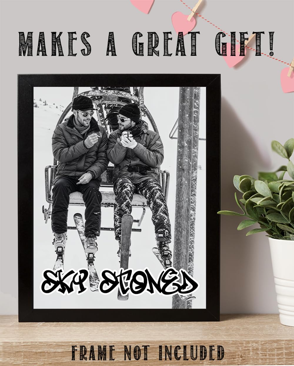 Stoner Ski Art 11x14 Unframed Print - Funny Skiing Poster With Cannabis Lifestyle Art, Ski Stoned Poster, Weed And Skiing Poster, Snowboard Art Print For Alpine Resorts, Ski Lodges & Mountain Resorts