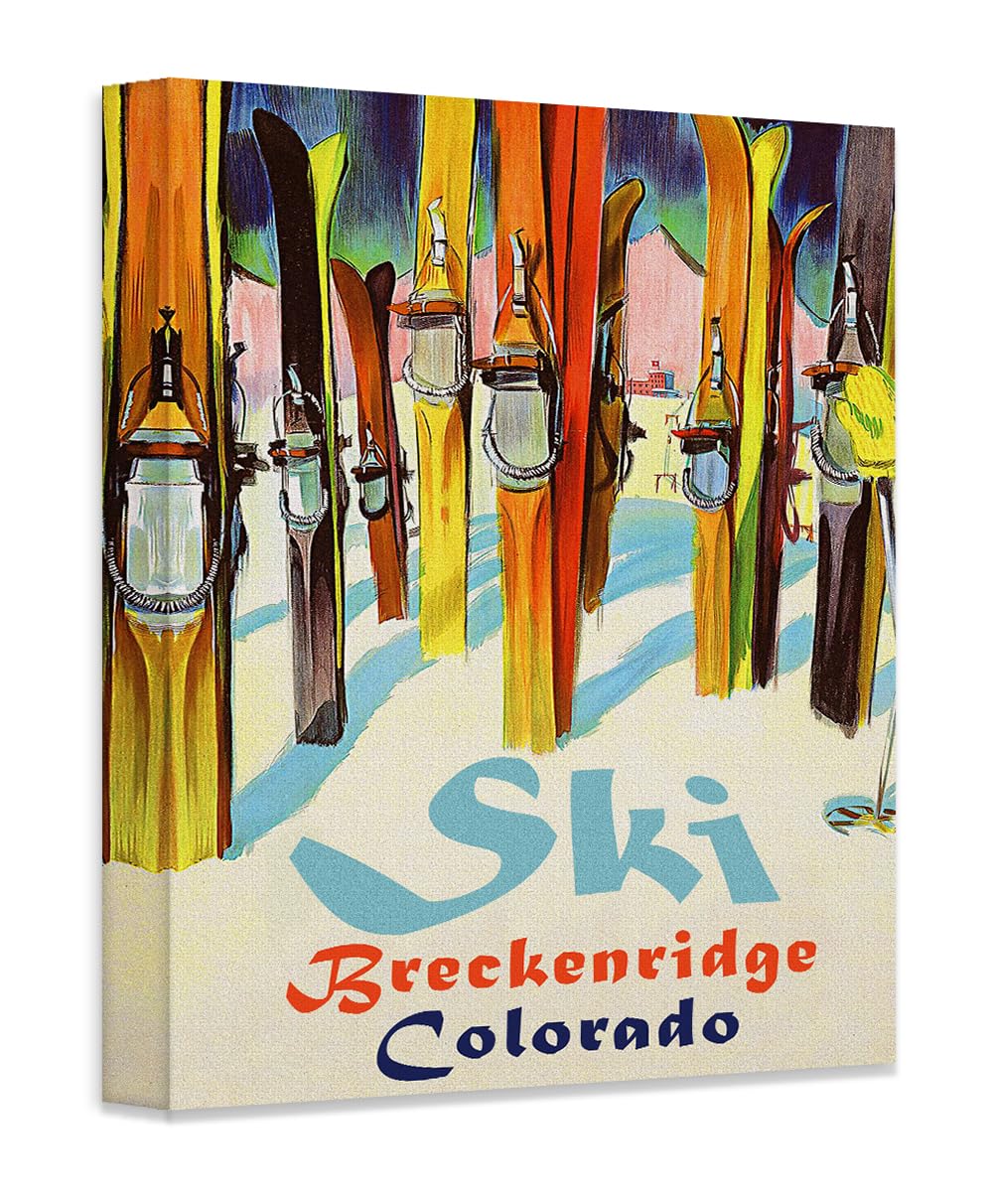 Personalized Ski Art Painting 11x14 Unframed Poster – Retro Ski Resort Wall Decor, Lake Tahoe Chalet & Lodge Artwork, Mid-Century Sports Skiing, Rustic Wooden Skis & Snow Landscape