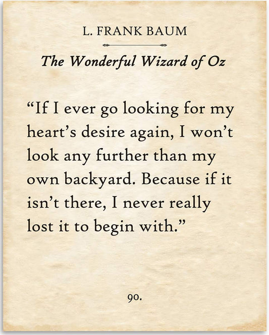 L. Frank Baum - If I Ever Go Looking - Wizard of Oz Quote 11x14 Unframed Print, Vintage Book Page Poster, Literary Quote Print, Classic Literature Décor, Gift for Book Lovers, Retro Wall Art