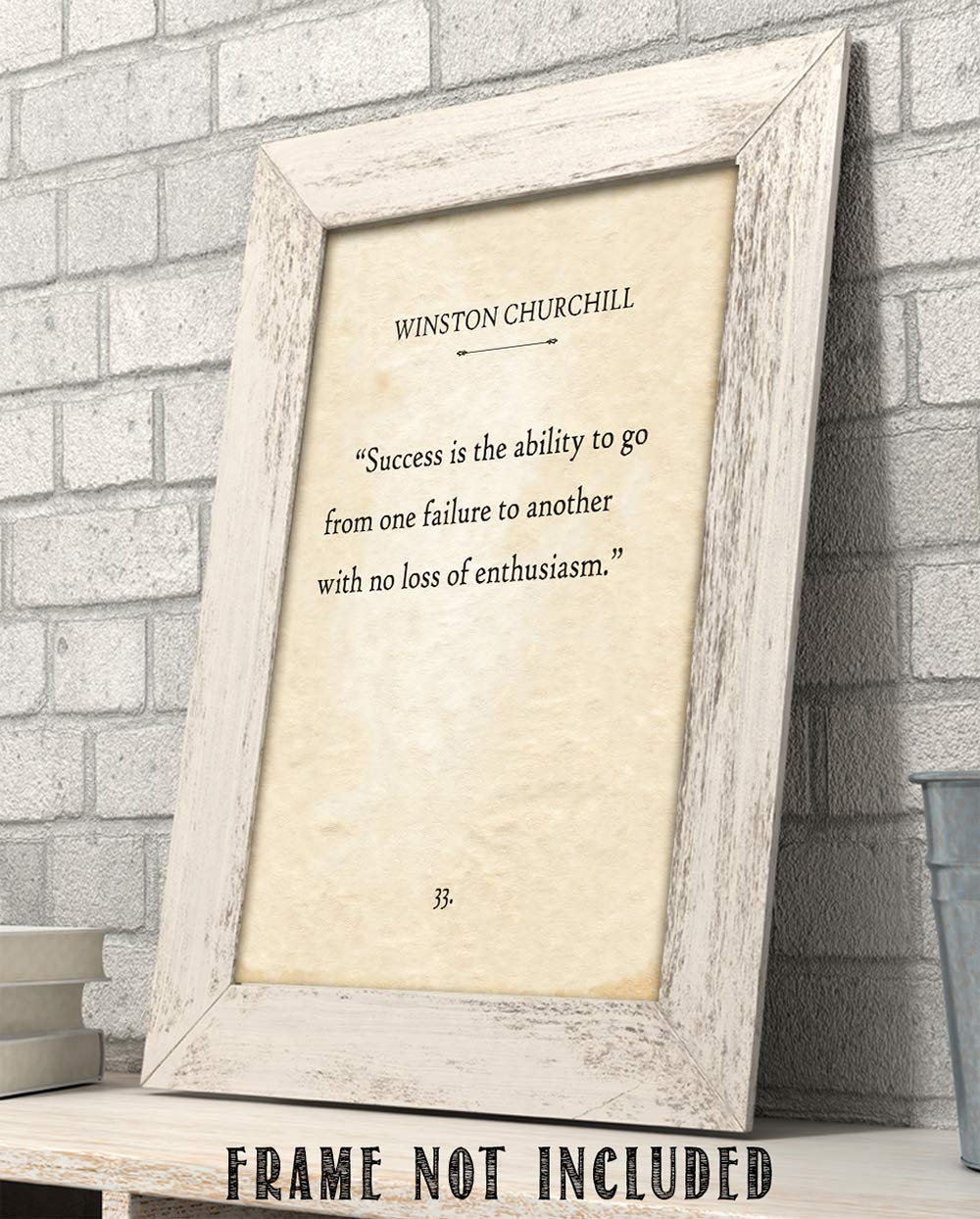 Winston Churchill - Success is The Ability - Great Inspirational Decor, Literature Art Poster and Motivational Print, Classic Gift for Book Lovers, 11x14 Unframed Typography Book Page Print Poster