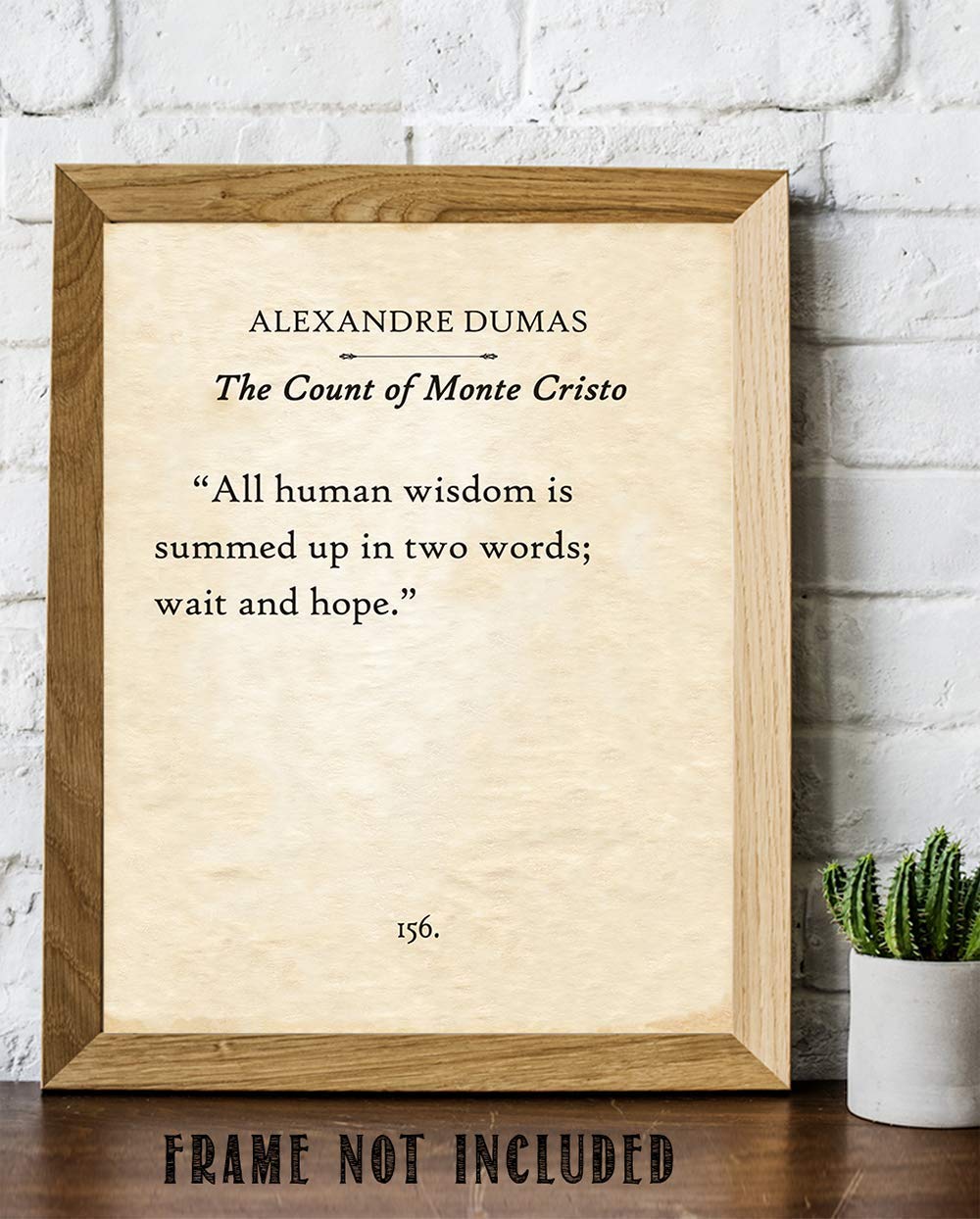 Alexandre Dumas - The Count of Monte Cristo All Human Wisdom - Classic Book Page Literature, Inspirational Art Print, Antique Book Quote Wall Art Home Decor, 11x14 Unframed Typography Print Poster