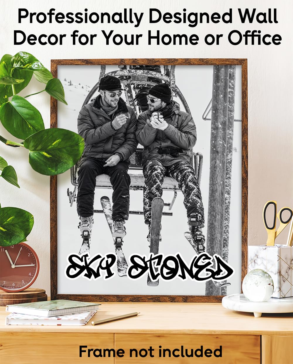 Stoner Ski Art 11x14 Unframed Print - Funny Skiing Poster With Cannabis Lifestyle Art, Ski Stoned Poster, Weed And Skiing Poster, Snowboard Art Print For Alpine Resorts, Ski Lodges & Mountain Resorts