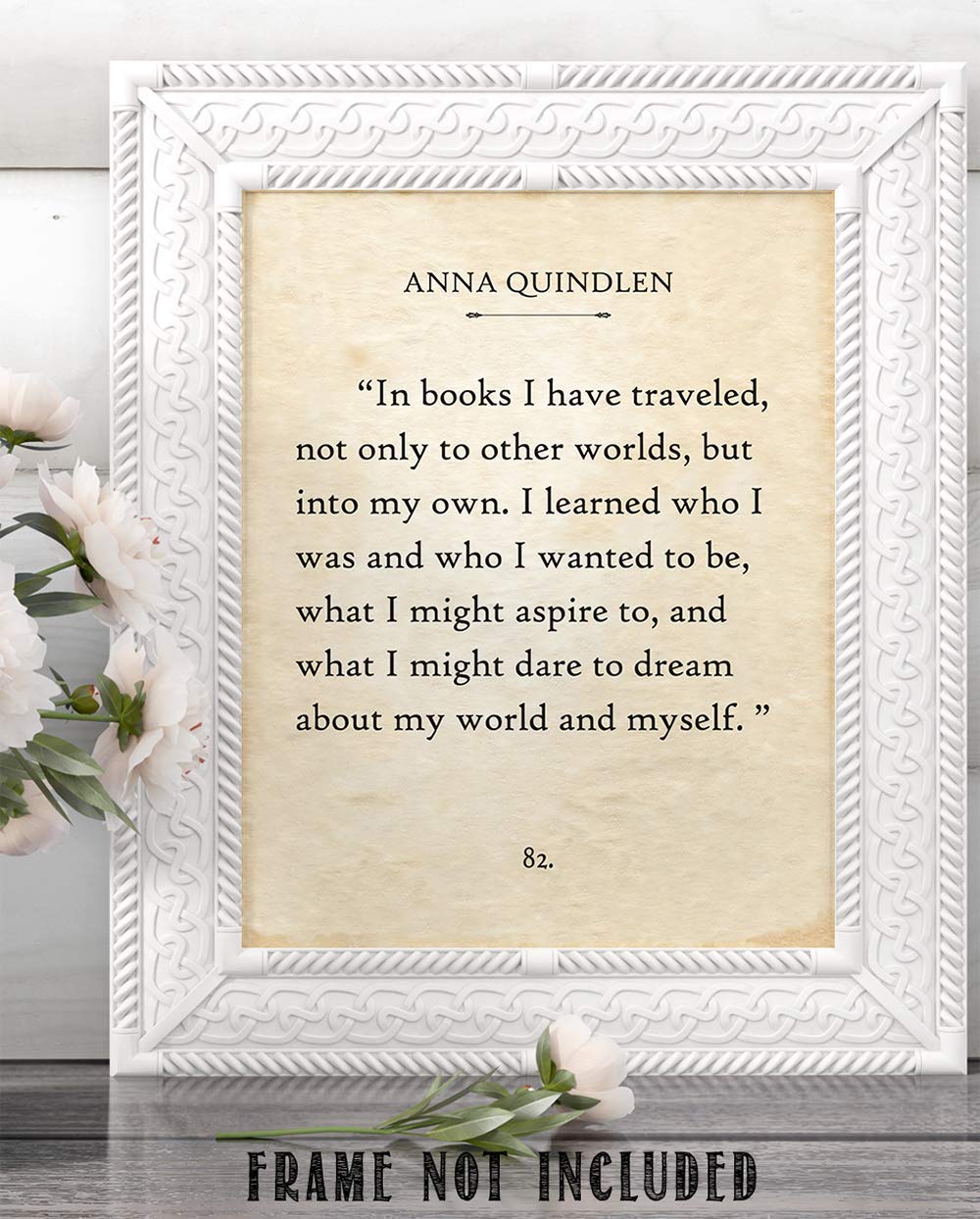 Anna Quindlen - In Books I Have Traveled - Great Home School and Library Decor, Classic Literary Book Page Poster, Literature Inspirational Book Lovers Gifts, 11x14 Unframed Typography Print Poster