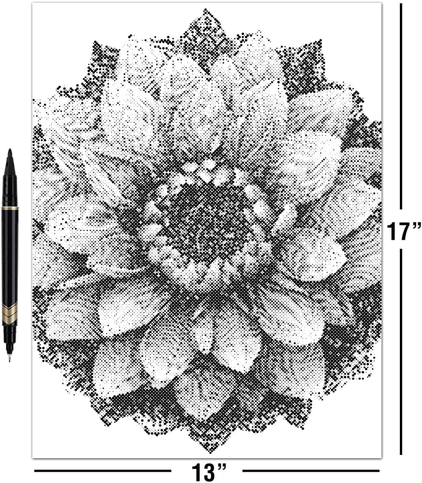 On The Dot Art — Dot Painting Kit for Adults | Lotus Crown Mandala Floral 13x17 Canvas with Dual Tip Marker | Easier Alternative to Diamond Painting No Tiny Pieces No Mess Gift Idea