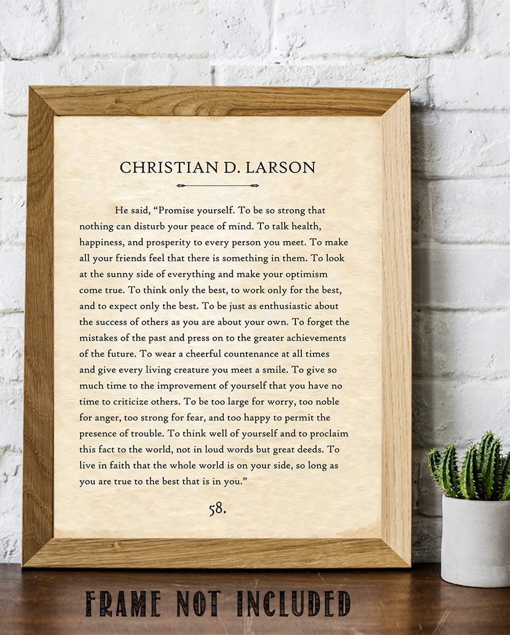 Christian D Larson - Promise Yourself - 11x14 Unframed Typography Book Page Print - Great Inspirational and Motivational Gift and Decor for Home and Office Under $15