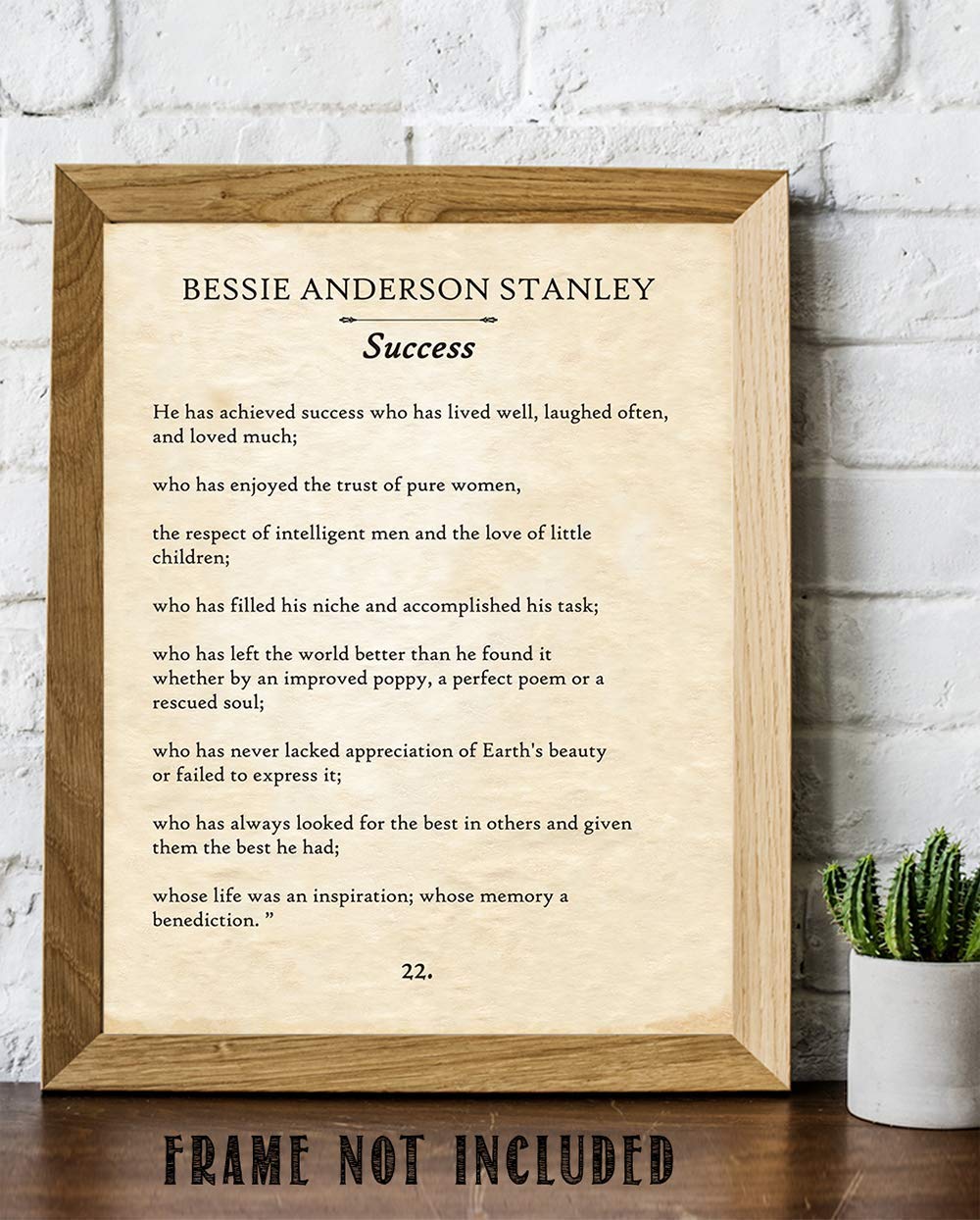 Bessie Anderson Stanley - He Has Achieved Success - Inspirational Poem Wall Art Print, Motivational Poetry Literary and Book Lovers Gift, 11x14 Unframed Typography Book Page Print Poster