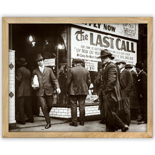 Last Call Before Prohibition Vintage Black & White Photography - 11x14 Framed Poster - Retro Speakeasy & Prohibition Era Bar Decor for Man Cave, Pub, Alcohol, Drinks, and Home Bar Wall Art